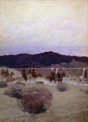 Moving Camp N. C. Wyeth 1908 Print American Illustration Native American Scene