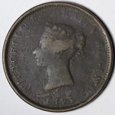 1843 Canada New Brunswick Half Penny Token Coin VG E394 T