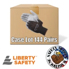 LIBERTY SP4638 P-GRIP WORK GLOVES GREY PU POLYURETHANE PALM 144 pairs/1 case.
