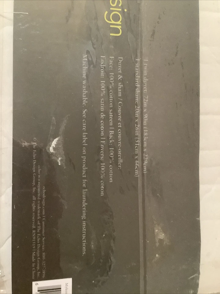 Juego de edredón doble Echo Design azul blanco 100% algodón satén 72x90 pulgadas Foto 3 de 4