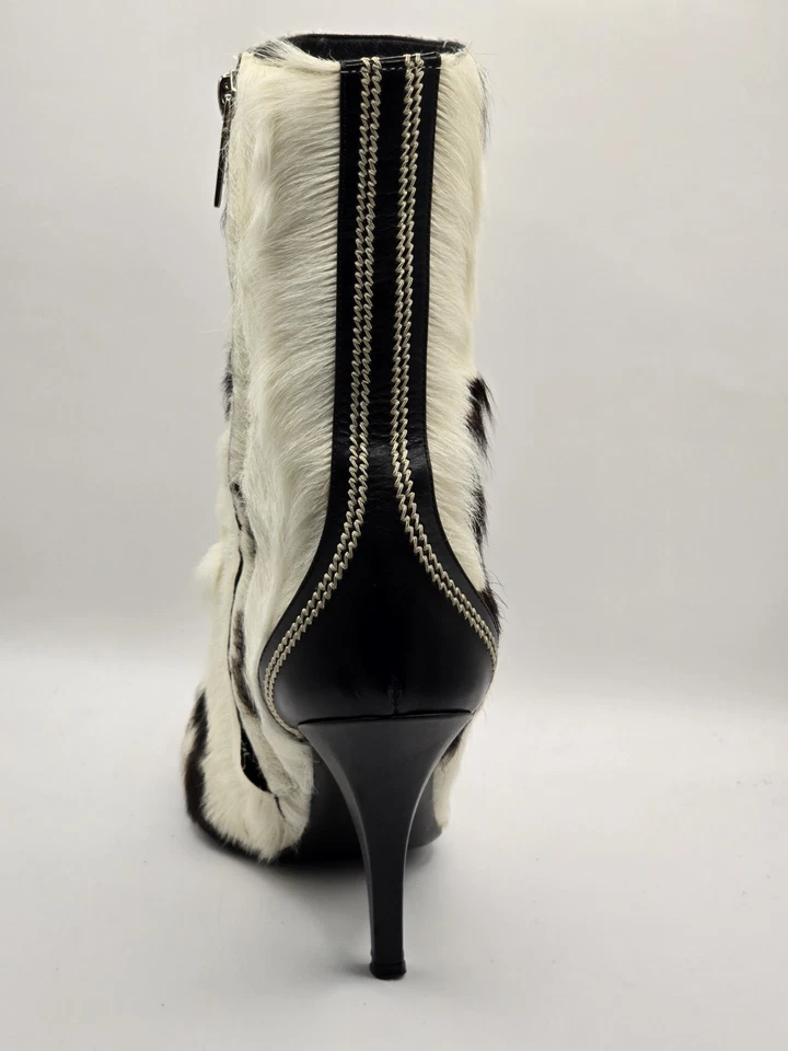 C&D Original Piel de Cabra Blanco y Negro Botines con Bolso y Caja Talla 38 Foto 3 de 4