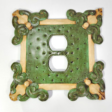 Ornate Dual Socket Wall Outlet Cover Green Ta...