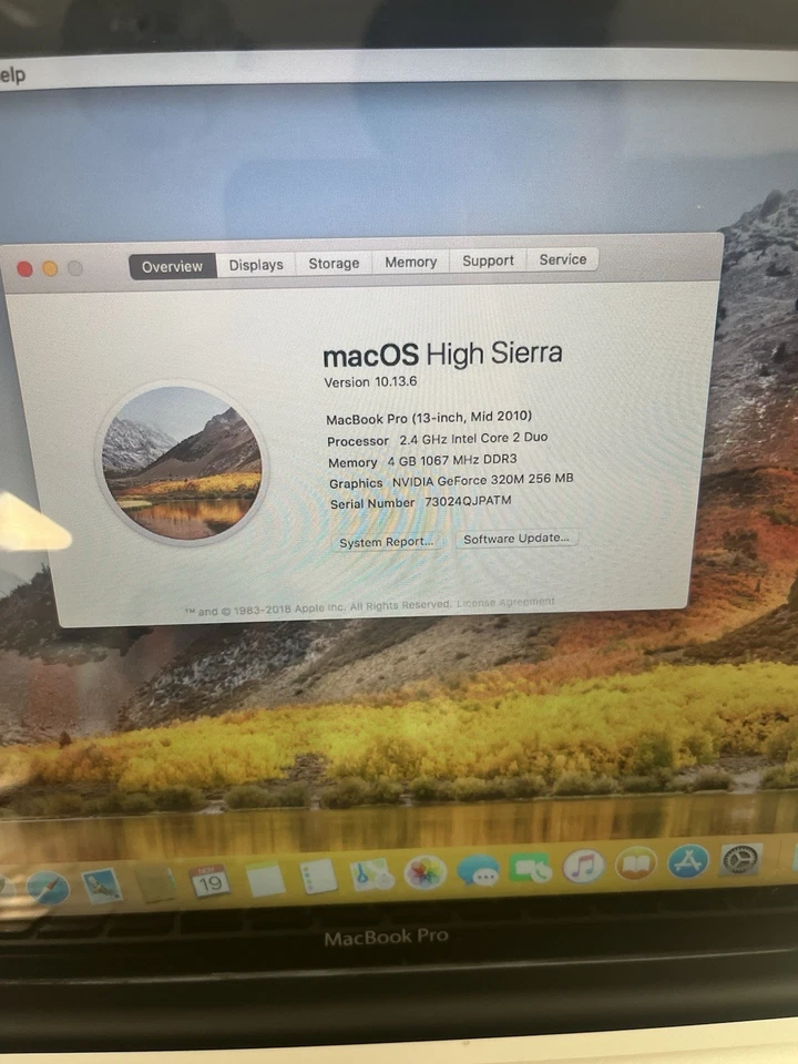 Apple Macbook Pro 13” (core 2 Duo 2,4 GHz, 4 GB de RAM, 250 GB SSD) High Sierra-62 ciclos Foto 2 de 4