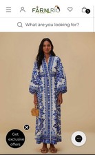 Farm Rio Off-White Flora Tapestry Lenzing Ecovero Euroflax Maxi Dress in XS
