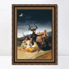Framed Canvas Art Giclee Print The Sabbath of Witches by Francisco De Goya