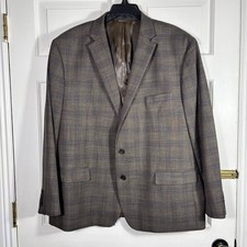 Ralph Lauren Blazer Suit Jacket Grey Blue Plaid 52R Business Career Professional