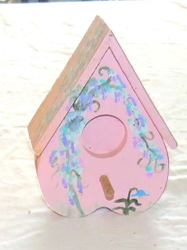 Handmade Decorative Wood Pink Bird House 5.3/4 x 4.1/4 x 2.1/2 inches