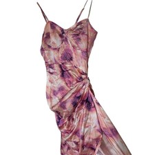 Pretty Little Thing Dress Tie Dye Satin Ruched Corset Midi fairy coquette empire