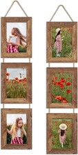4x6 Collage Picture Frames Set of 2, Rustic Wooden Real Glass Vertical Hanging 3