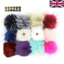 12X Faux Raccoon Fur Pompom with Snap Press Button Detachable for Hat Knit Craft