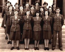 Vintage Army Photo Picture WW2 USA Women's Military Group Portrait Uniforms Hats