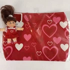 Cabbage Patch Mini Valentine's Doll CPK  Vtg Red Dress Brown Hair 5” & Gift Box