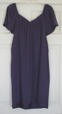 Purple Nylon VANITY FAIR Flutter Sleeve Knee Length Nightgown Appliques L
