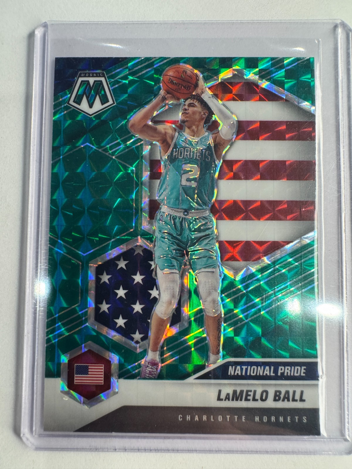 LaMelo Ball 2020-21 Panini Mosaic National Pride #257 Green Mosaic Prizm (RC)