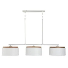 Capital Lighting Liam 3-Light Linear Chandelier White with Mango Wood 850931LT