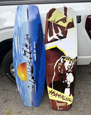 Hyperlite Premier Wakeboard Lot of 2 Boards No Bindings Skim Graphic Blue