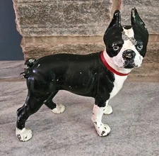 Vintage Antique?? Boston Terrier Dog Cast Iron Statue Doorstop Inv A