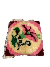 latch hook floral Rug/pillow Cover Pink