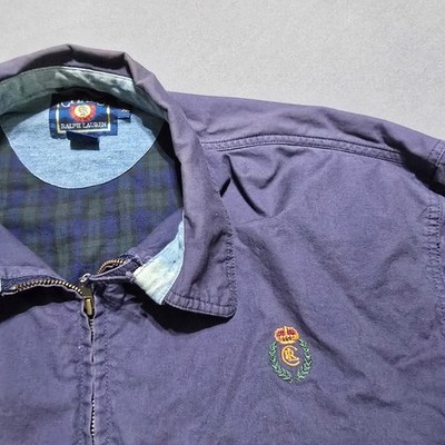 Chaps Ralph Lauren Harrington Jacket Mens XL Blue Crest Plaid