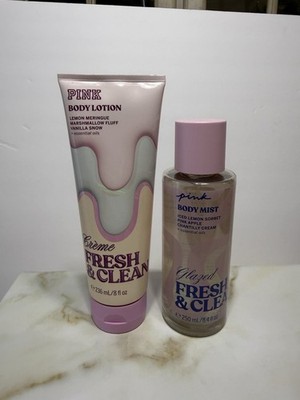 PINK Victoria s Secret Fresh & Clean Glazed Body Spray Mist & Body Crème Set