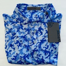 New G/Fore Mapped Skull Icon Camo Golf Polo Men's Tech Jersey Modern Small Blue