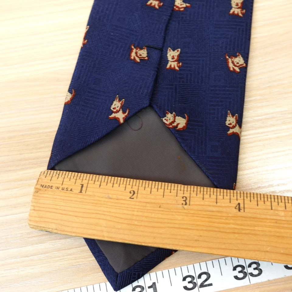 Corbata de seda azul marino para hombre Terrier escocés perro novedad caprichosa FRANCO DE NIRO Foto 4 de 4