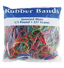 BAZIC 465 Multicolor Rubber Bands, Assorted Sizes, 227g, School, Home, Office