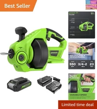 Effortless Drain Cleaning with 24V Cordless Auger - Includes Charger & Battery