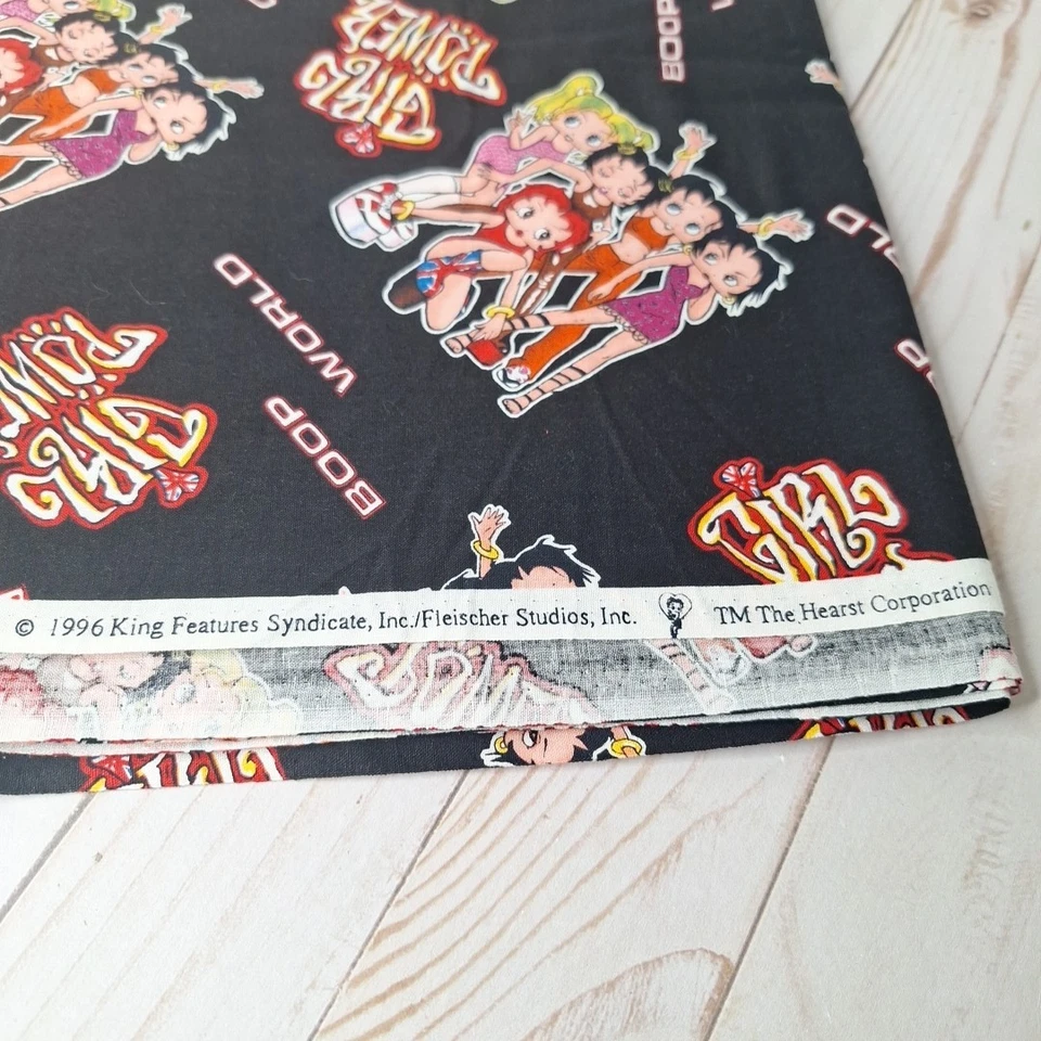 Betty Boop Girl Power Spice Girls Shamash & Sons 1996 tela de algodón 3 yardas Foto 2 de 2