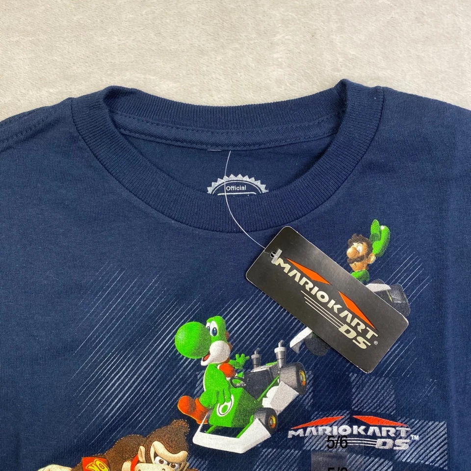 Nintendo Mario Kart DS Boys T Shirt Navy Blue 5/6 Official Licensed - Image 2 of 4