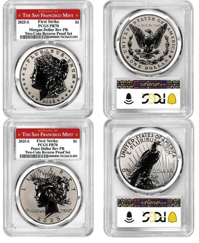 2025 S Morgan & Peace Silver Dollar $1 Reverse PR PCGS PR70 FirstStrike #98