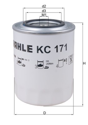KC 171 ENGINE FUEL FILTER MAHLE ORIGINAL FOR FORD CARGO C 2042 T,2842 309KW - Picture 3 of 6