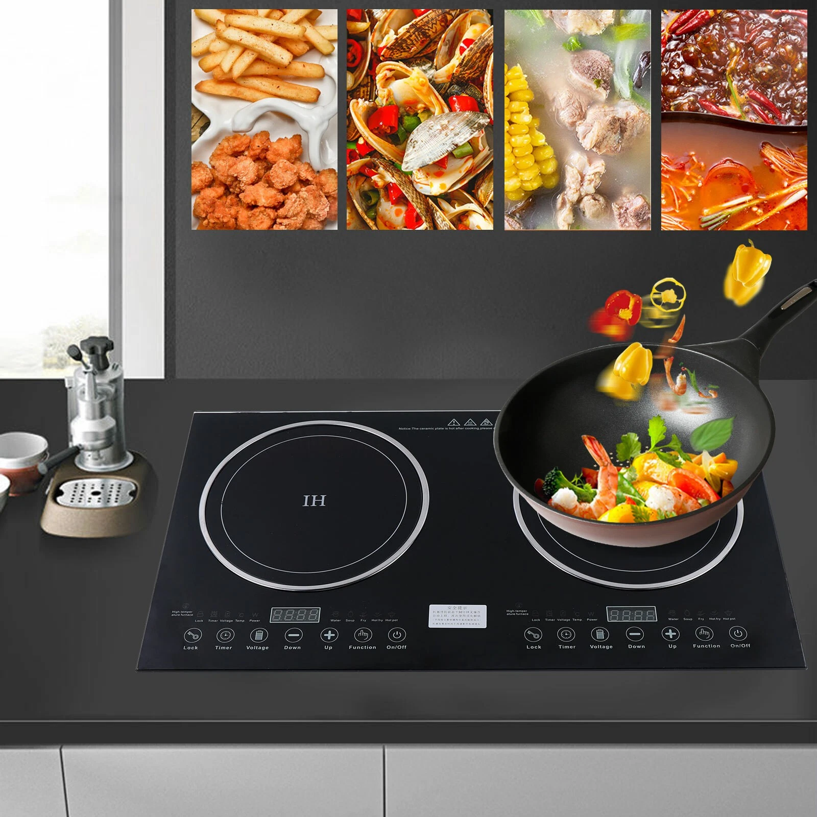 2 Burner Cooktop Double Induction Induction Cooker w/ Independent Control Stove