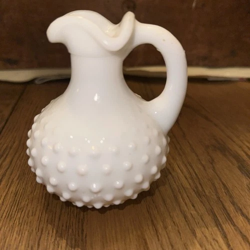 Avon VTG Miniature Pitcher Vase Hobnail Milk Glass 3.5in Tall