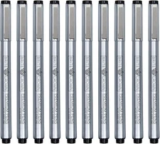 Drawing and Sketching Pens Set - 10 Black Fineliner Pens 0.2mm to 1.0mm Width Ti