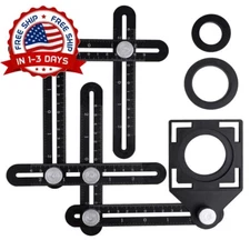 Regla Medición Aleación Aluminio Múltiples Ángulos Ángulo Perforadora Negro NEW.