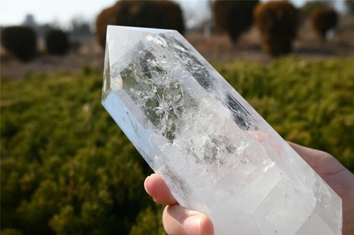 1.65LB Natural Clear Quartz Crystal Obelisk Crystal Tower Wand Point and Stand - Picture 10 of 13