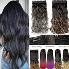 Damen Ein Stück Clip In Extensions Lang Dick Haarteil Braun Haarverlängerung DE