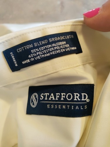 NWT Men's Stafford ivory button down mens sz 15/15.5 - Picture 5 of 5