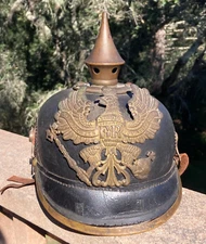 WW1 Imperial GERMAN SPIKE HELMET  Leather  Prussian M1915 PICKELHAUBE