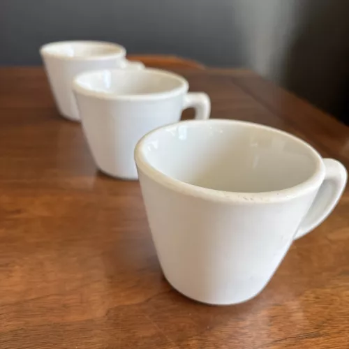 Set of 3 Vintage MCM Jackson China White Restaurant Ware Coffee Mugs Rare HTF