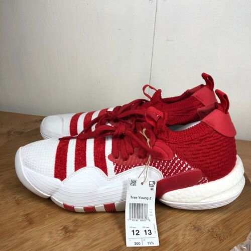 Adidas Shoes Mens 12 Basketball Sneakers Trae Young 2 Red Low Top Workout - Picture 2 of 10
