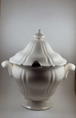 Antique Footed White Porcelain Bowl W/ Lid