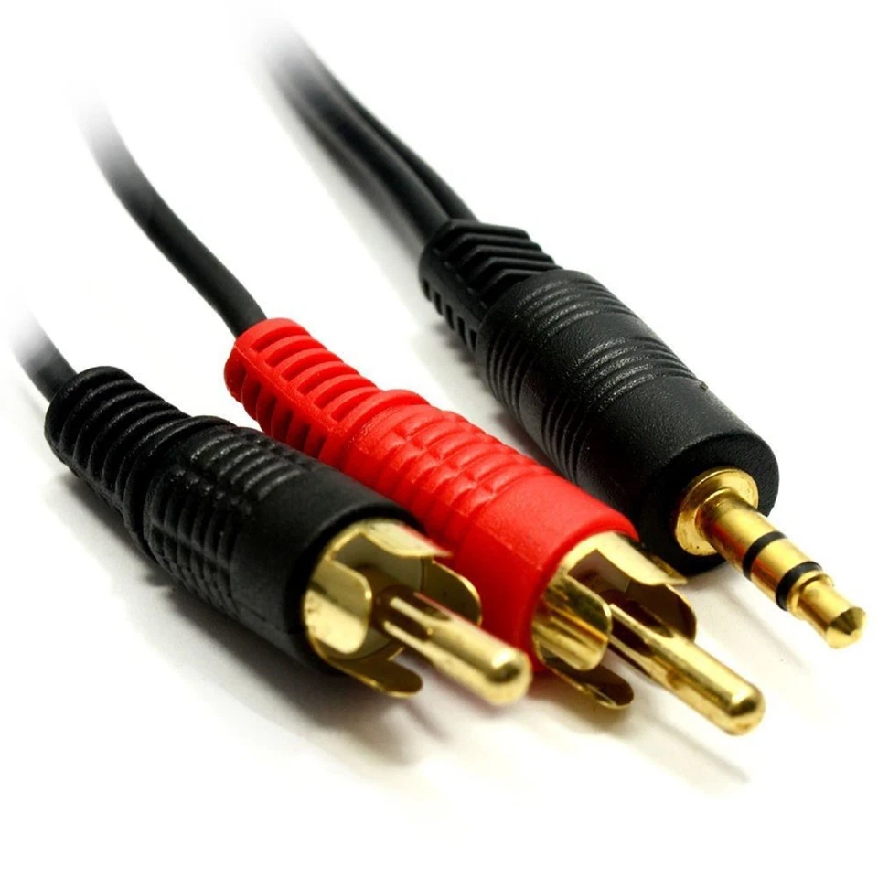 1M 3M 5M 10M 3.5mm Jack Male to 2 x RCA Male Cable (Twin Phono) Audio Stereo Lot