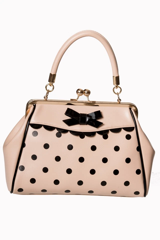 Moco Negro Desnudo Polk Dot Retro Vintage Rockabilly Loco Pequeño Bolso Cosa PROHIBIDO Foto 2 de 4