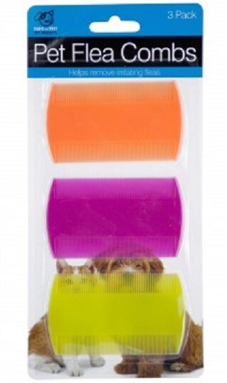 Pet Flea Combs - Pack of 3 - Double Sided - cat dog pet people lice