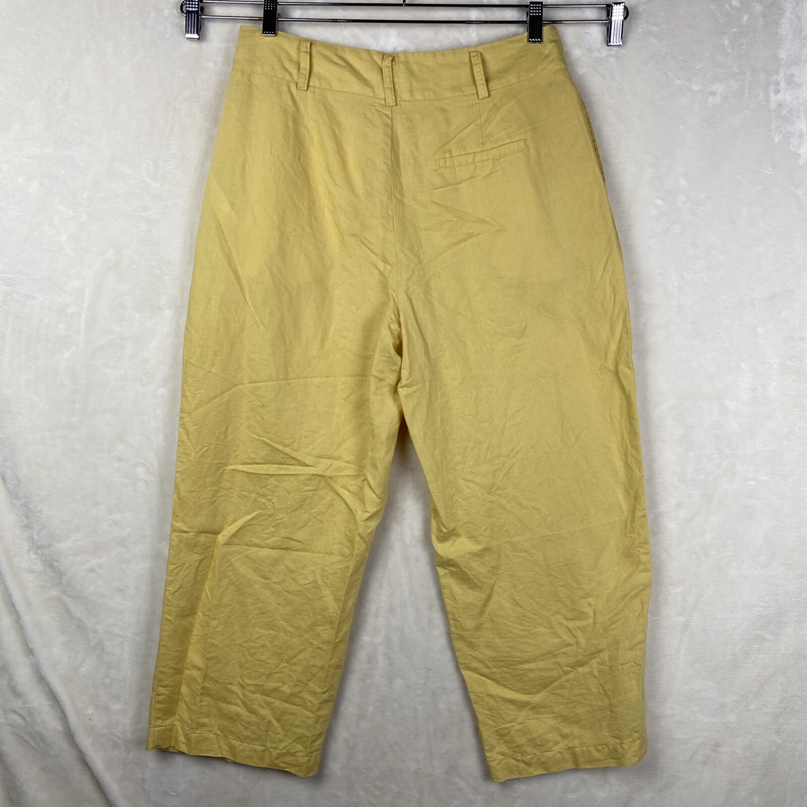 Zara Basic Pants Womens Large Yellow Cropped Line… - image 6