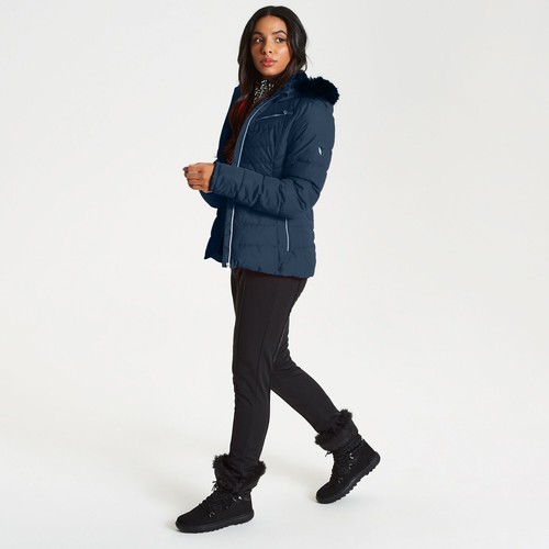 Women's Hooded Ski Jacket Faux Fur Luxe Trim Dare 2b Glamorize NEW DWP445 #HE006 - Picture 15 of 37