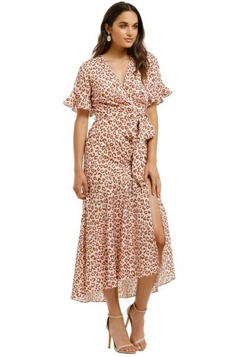 PASDUCHAS Saskia Wrap Midi Dress in Leopard Print Size 8 AU | RRP 299.00 - Picture 3 of 3
