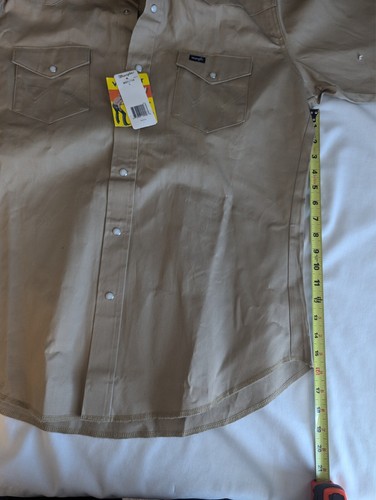 NUEVO Wrangler Ropa de Trabajo Corte Vaquero Perla Snap Camisa Occidental Grande Alta Gris - Imagen 9 de 10